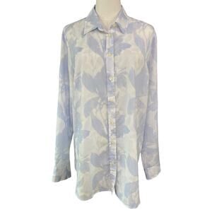 Banana Republic Dillon Blue White Floral Button Down Shirt Size L Classic